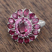 6.19 Carat Genuine Rhodolite and White Topaz .925 Sterling Silver Ring