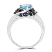 1.61 Carat Genuine Swiss Blue Topaz & Blue Sapphire .925 Sterling Silver Ring