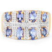 14K Yellow Gold Plated 1.68 Carat Genuine Tanzanite .925 Sterling Silver Ring