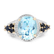 14K Yellow Gold Plated 5.80 Carat Genuine Blue Topaz & Blue Sapphire .925 Sterling Silver Ring