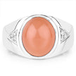 6.59 Carat Genuine Peach Moonstone and White Topaz .925 Sterling Silver Ring
