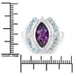 3.06 Carat Genuine Amethyst and London Blue Topaz .925 Sterling Silver Ring