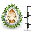 7.02 Carat Genuine Citrine and Chrome Diopside .925 Sterling Silver Ring