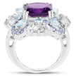 8.38 Carat Genuine Multi Stones .925 Sterling Silver Ring