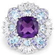 8.38 Carat Genuine Multi Stones .925 Sterling Silver Ring