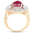 14K Yellow Gold Plated 8.91 Carat Genuine Glass Filled Ruby, Rhodolite & White Topaz .925 Sterling Silver Ring