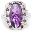 6.40 Carat Genuine Amethyst and Garnet .925 Sterling Silver Ring