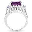 5.24 Carat Genuine Amethyst, Tanzanite & White Topaz .925 Sterling Silver Ring