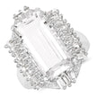 9.77 Carat Genuine Crystal Quartz & White Topaz .925 Sterling Silver Ring