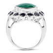 6.88 Carat Dyed Emerald & Blue Sapphire .925 Sterling Silver Ring