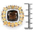 9.16 Carat Genuine Smoky Quartz & Citrine .925 Sterling Silver Ring