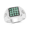 0.60 Carat Genuine Emerald & White Diamond .925 Sterling Silver Ring