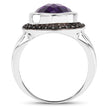 5.35 Carat Genuine Amethyst and Black Spinel .925 Sterling Silver Ring