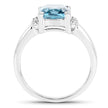 3.55 Carat Genuine London Blue Topaz & White Topaz .925 Sterling Silver Ring