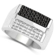 0.64 Carat Genuine Black Diamond and White Diamond .925 Sterling Silver Ring