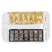 0.63 Carat Genuine Champagne Diamond and Yellow Diamond .925 Sterling Silver Ring