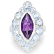 5.30 Carat Genuine Amethyst and Blue Topaz .925 Sterling Silver Ring