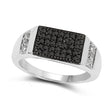 0.55 Carat Genuine Black Diamond and White Diamond .925 Sterling Silver Ring
