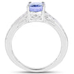 2.13 Carat Genuine Tanzanite & White Topaz .925 Sterling Silver Ring