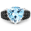 5.49 Carat Genuine Blue Topaz and Black Spinel .925 Sterling Silver Ring