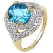 14K Yellow Gold Plated 3.25 Carat Genuine Swiss Blue Topaz .925 Sterling Silver Ring