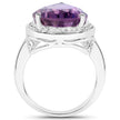 9.00 Carat Genuine Amethyst .925 Sterling Silver Ring