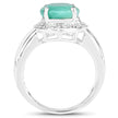 4.72 Carat Genuine Emerald and White Diamond .925 Sterling Silver Ring