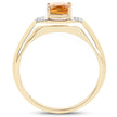 14K Yellow Gold Plated 1.36 Carat Genuine Citrine & White Topaz .925 Sterling Silver Ring