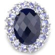 17.81 Carat Dyed Sapphire and Tanzanite .925 Sterling Silver Ring