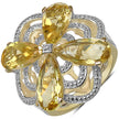 14K Yellow Gold Plated 8.81 Carat Genuine Citrine & White Diamond .925 Sterling Silver Ring
