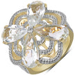 14K Yellow Gold Plated 6.69 Carat Genuine Crystal Quartz & White Diamond .925 Sterling Silver Ring