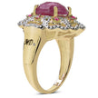 14K Yellow Gold Plated 5.56 Carat Genuine Pink Sapphire, Ruby & White Diamond .925 Sterling Silver Ring