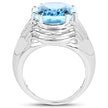 12.10 Carat Genuine Blue Topaz .925 Sterling Silver Ring