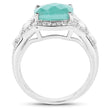 4.09 Carat Genuine Emerald and White Topaz .925 Sterling Silver Ring