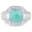 4.09 Carat Genuine Emerald and White Topaz .925 Sterling Silver Ring