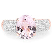 14K Rose Gold Plated 3.27 Carat Genuine Kunzite Oval and White Zircon .925 Sterling Silver Ring Ring