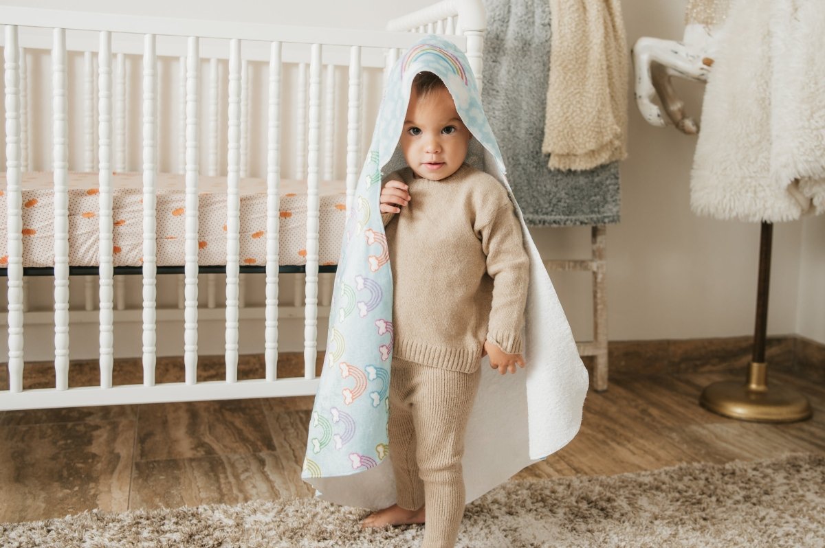 Rainbow Hooded Baby Towel - Hooded Towels - Custom Crafting Alliance, LLC