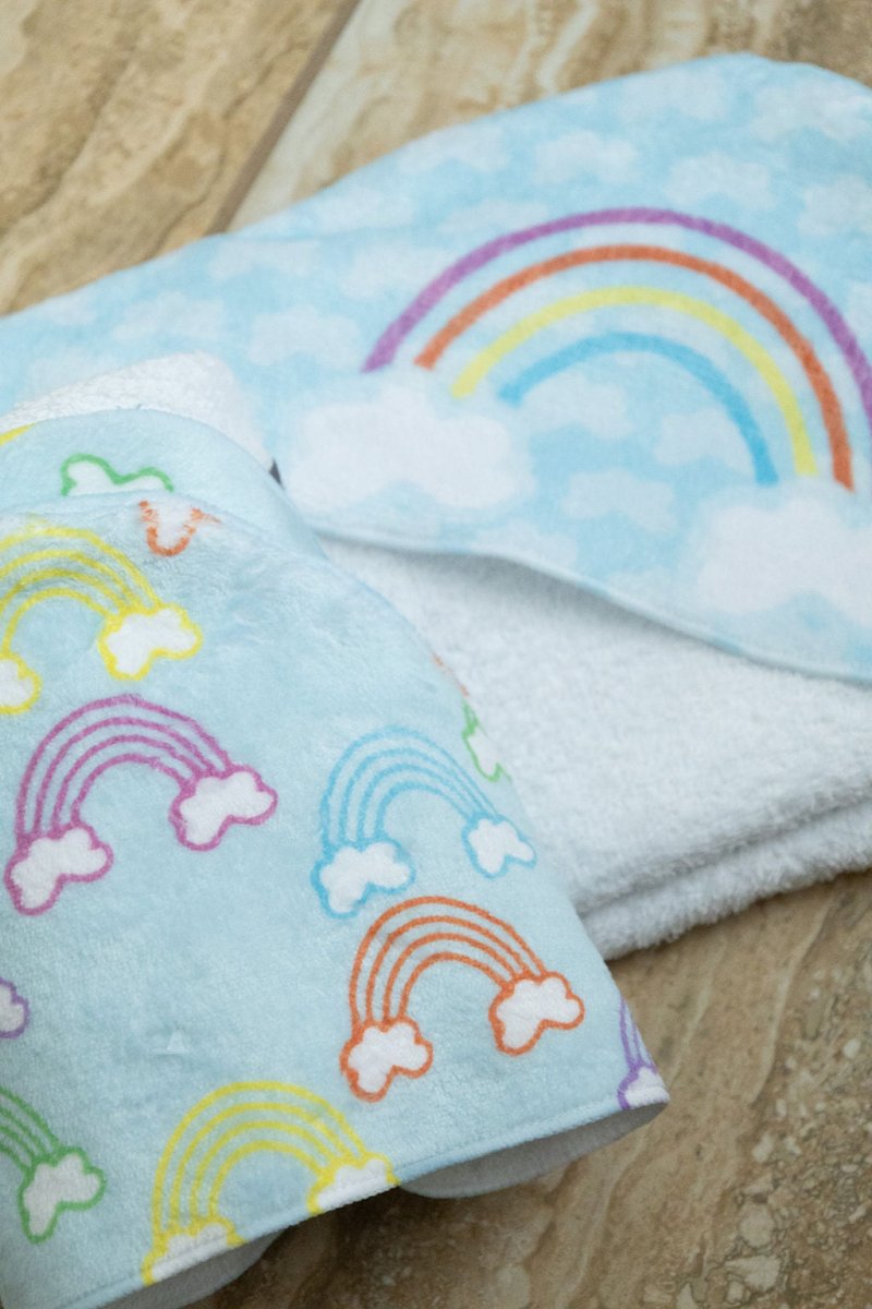 Rainbow Hooded Baby Towel - Hooded Towels - Custom Crafting Alliance, LLC