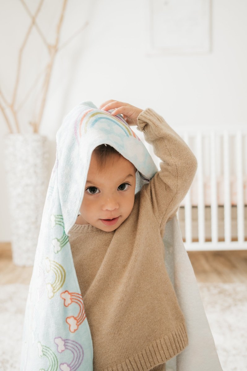 Rainbow Hooded Baby Towel - Hooded Towels - Custom Crafting Alliance, LLC