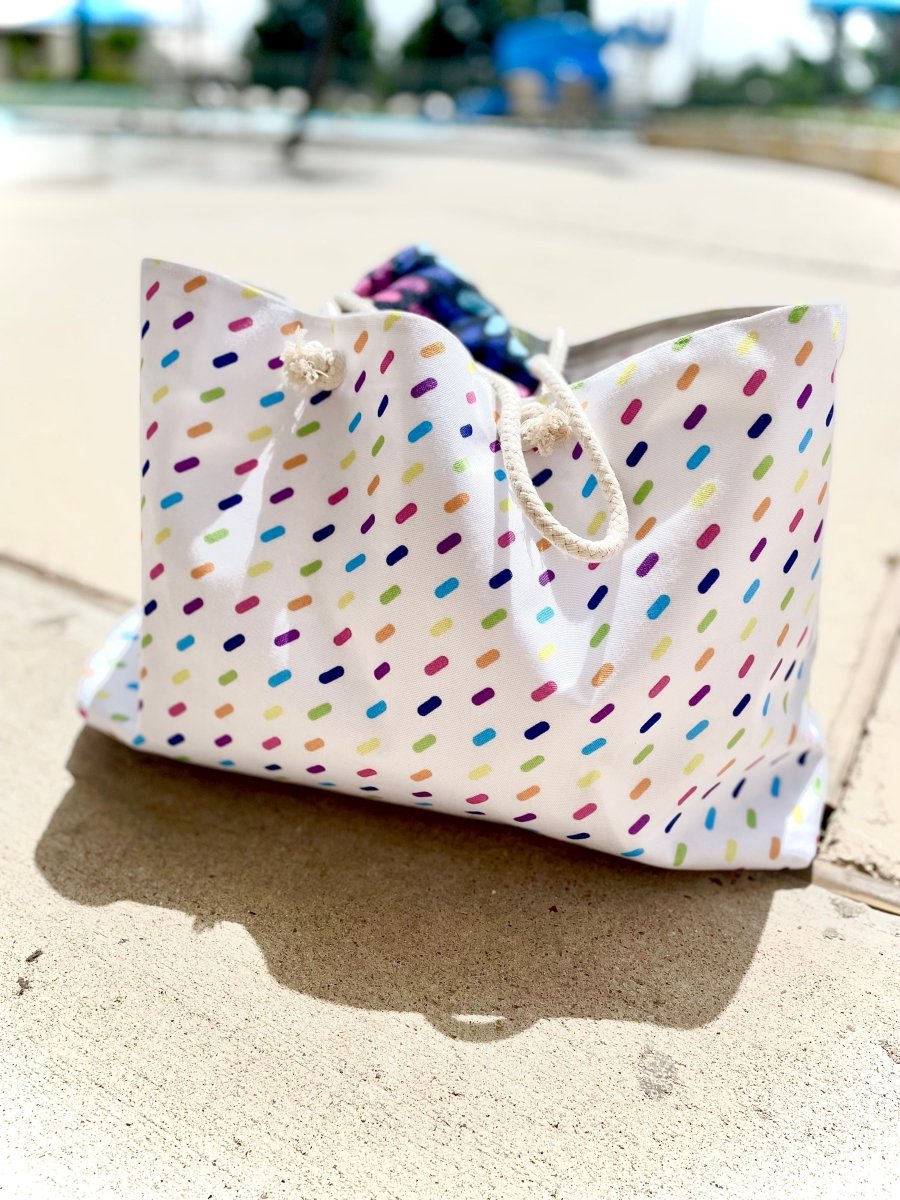 Rainbow Sprinkles Summer Weekender Tote - Custom Crafting Alliance, LLC