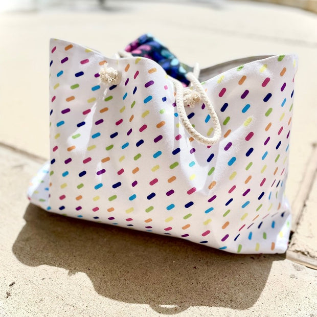 Rainbow Sprinkles Summer Weekender Tote - Custom Crafting Alliance, LLC