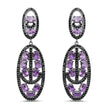 12.45 Carat Genuine Amethyst and Black Spinel .925 Sterling Silver Earrings
