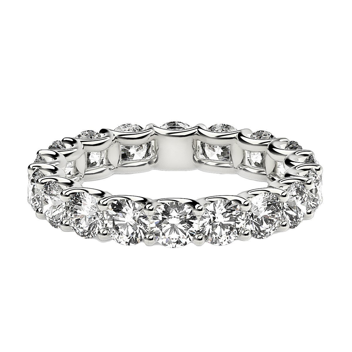 Round Cut Lab Grown Diamond Eternity Ring in 14k White Gold (2 cttw FG/VS2) - Rings - Custom Crafting Alliance, LLC