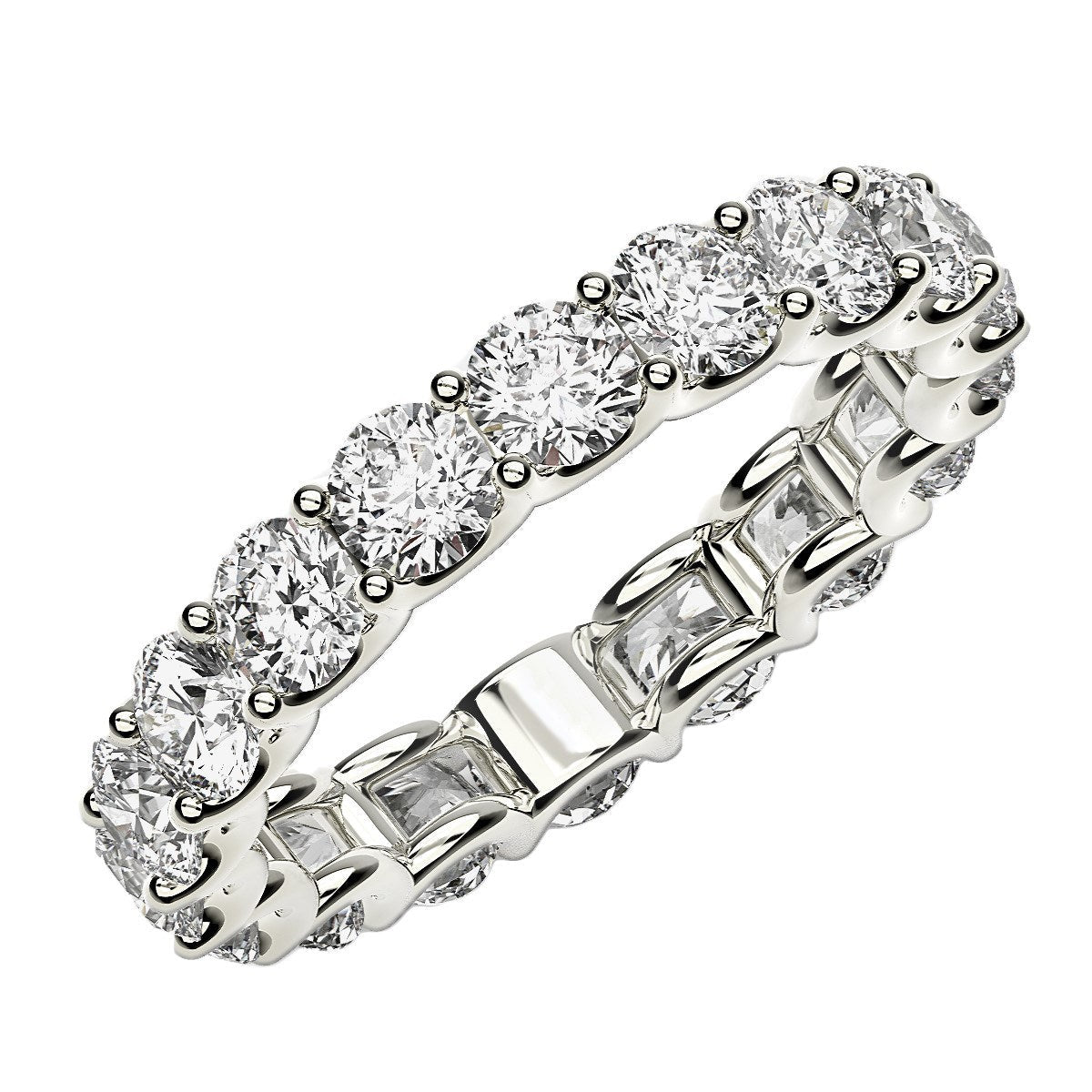 Round Cut Lab Grown Diamond Eternity Ring in 14k White Gold (2 cttw FG/VS2) - Rings - Custom Crafting Alliance, LLC