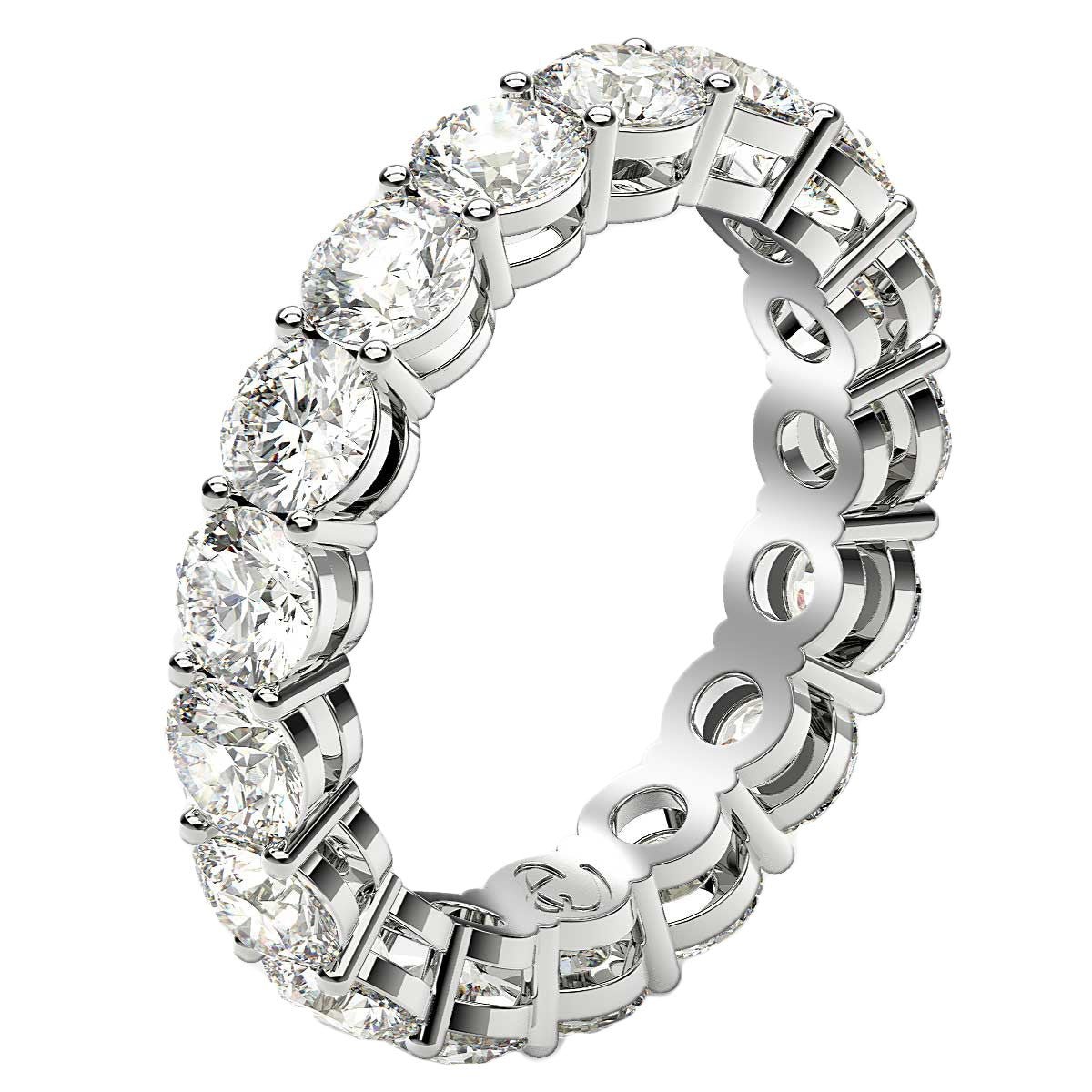 Round Cut Lab Grown Diamond Eternity Ring in 14k White Gold (3 cttw FG/VS2) - Rings - Custom Crafting Alliance, LLC