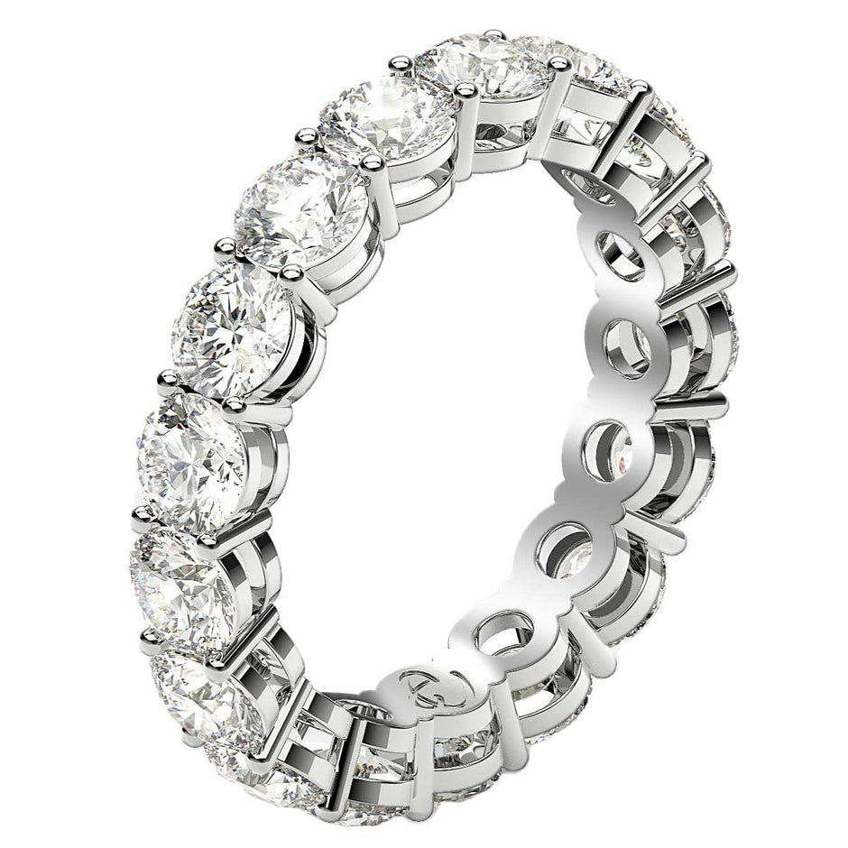 Round Cut Lab Grown Diamond Eternity Ring in 14k White Gold (3 cttw FG/VS2) - Rings - Custom Crafting Alliance, LLC