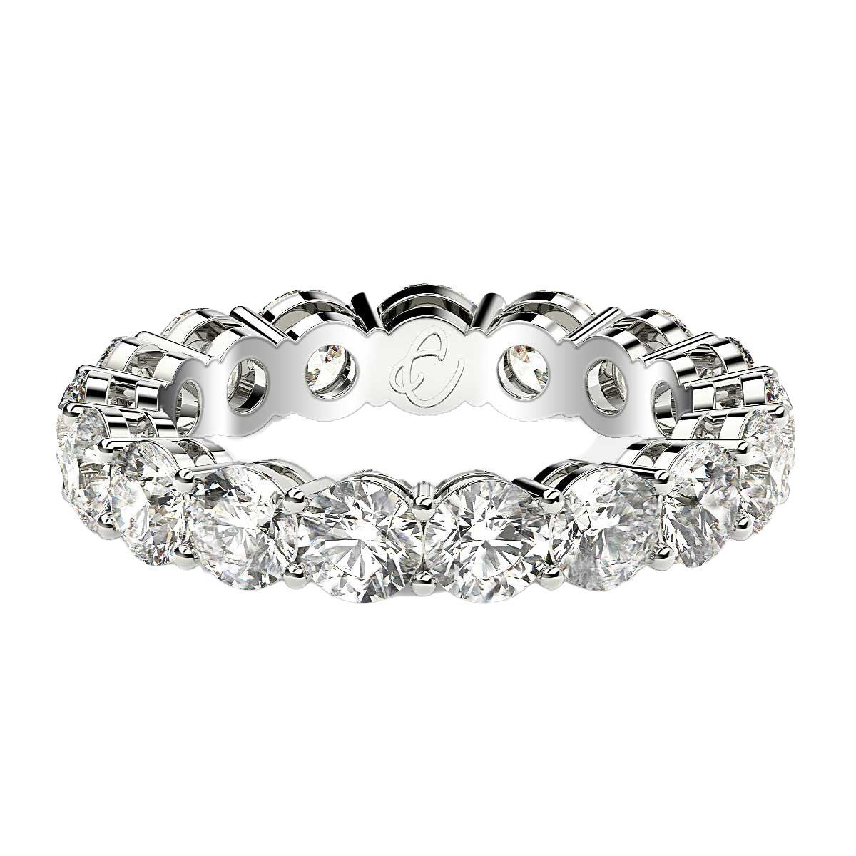 Round Cut Lab Grown Diamond Eternity Ring in 14k White Gold (3 cttw FG/VS2) - Rings - Custom Crafting Alliance, LLC