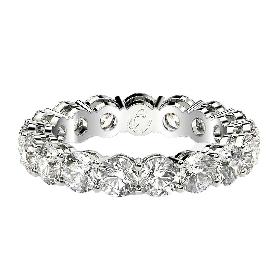 Round Cut Lab Grown Diamond Eternity Ring in 14k White Gold (3 cttw FG/VS2) - Rings - Custom Crafting Alliance, LLC