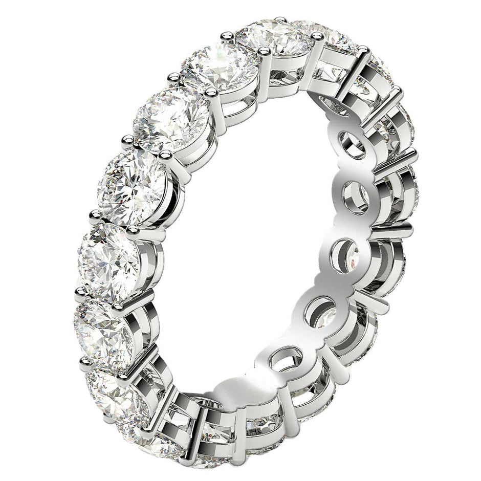 Round Cut Lab Grown Diamond Eternity Ring in 14k White Gold (3 cttw FG/VS2) - Rings - Custom Crafting Alliance, LLC