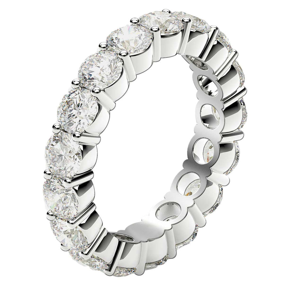Round Cut Lab Grown Diamond Eternity Ring in 14k White Gold (3 cttw FG/VS2) - Rings - Custom Crafting Alliance, LLC